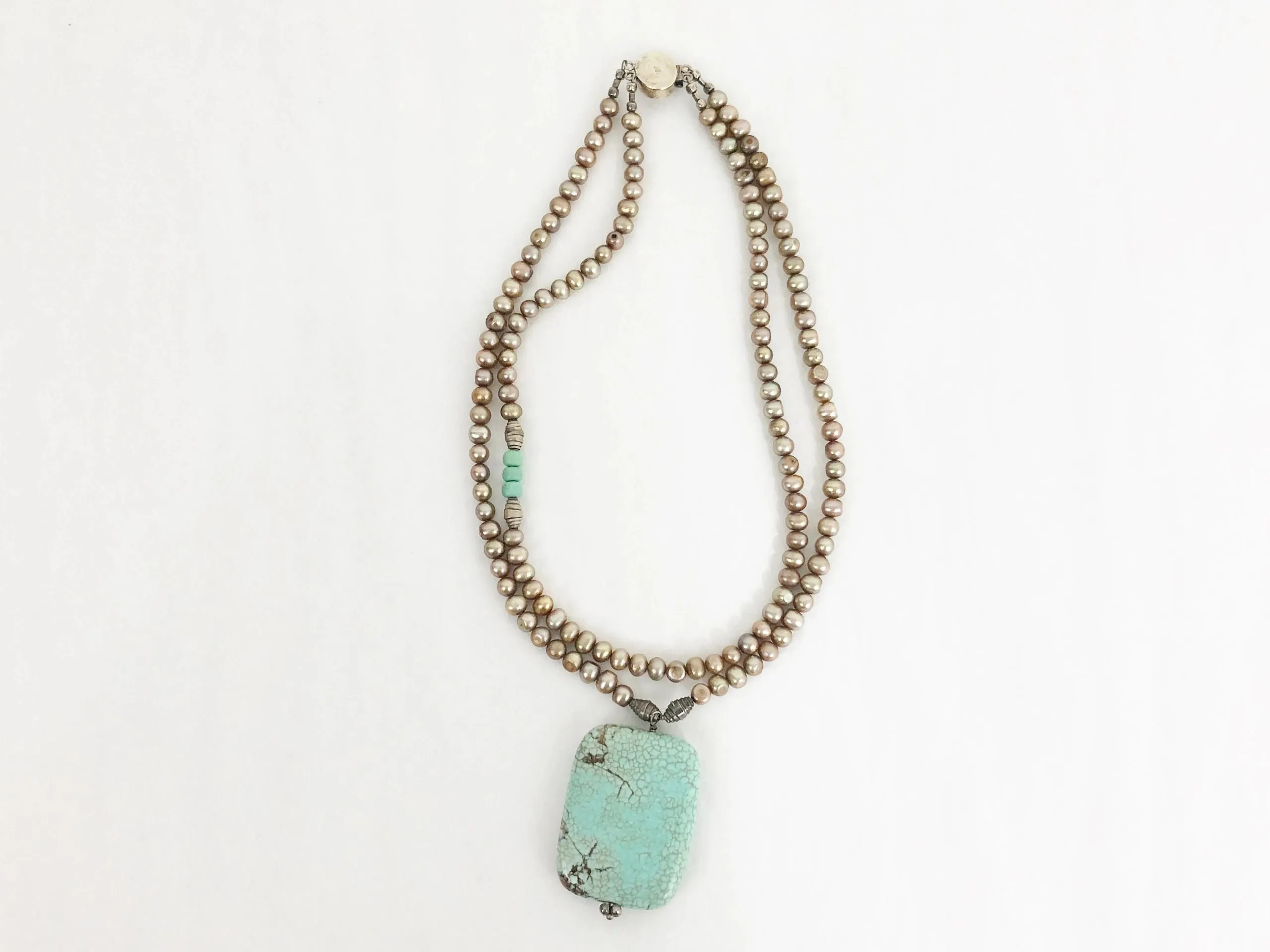 Turquoise & Freshwater Pearl Double Necklace