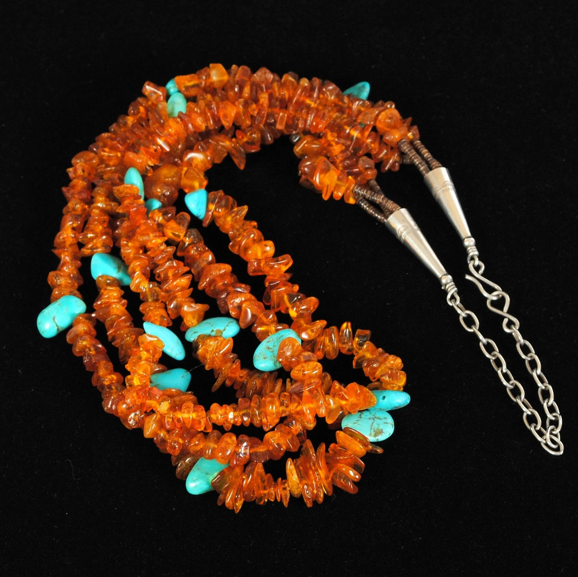 Turquoise and Amber Beads Necklace