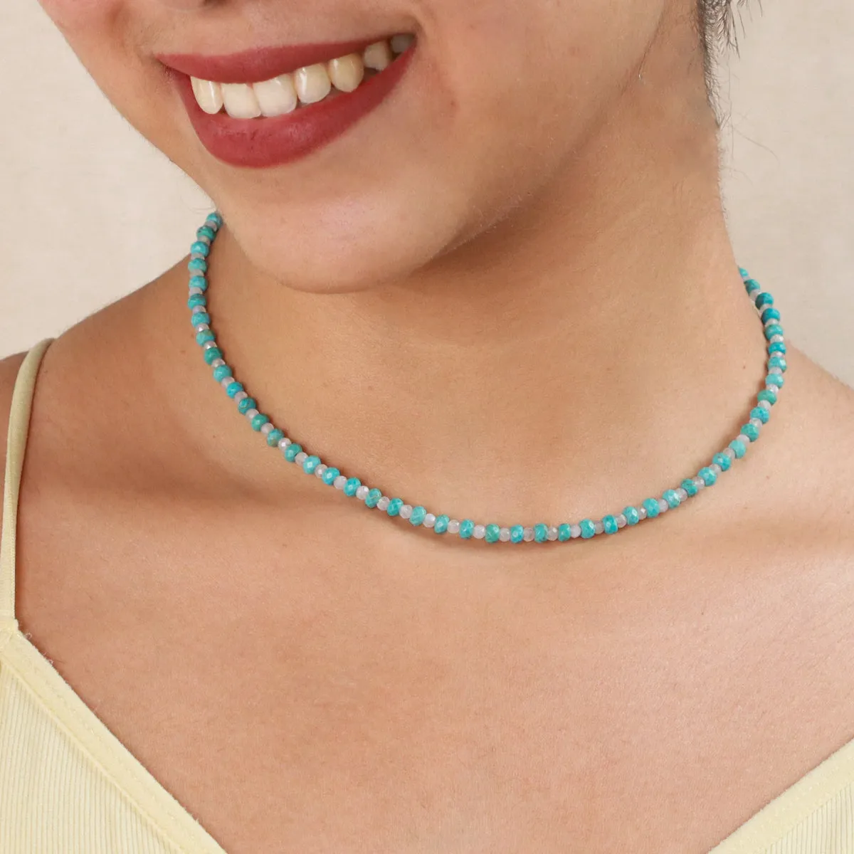 Turquoise and Moonstone Silver Necklace