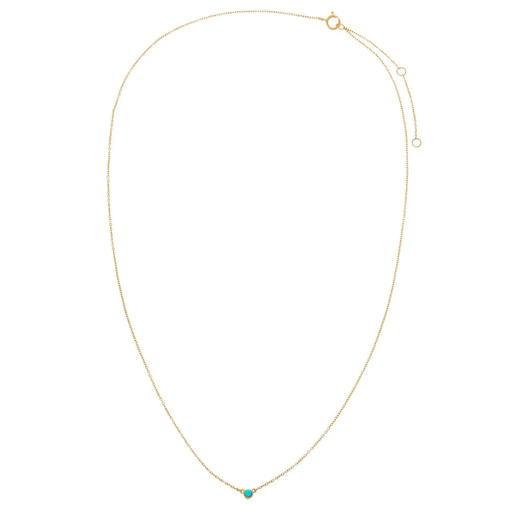 Turquoise Bezel Pendant Necklace 14K