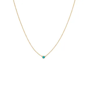 Turquoise Bezel Pendant Necklace 14K