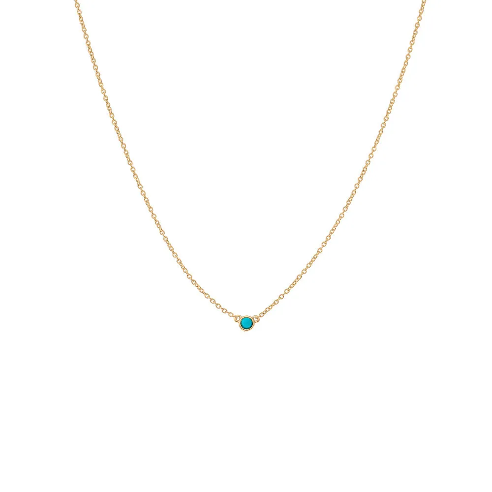 Turquoise Bezel Pendant Necklace 14K