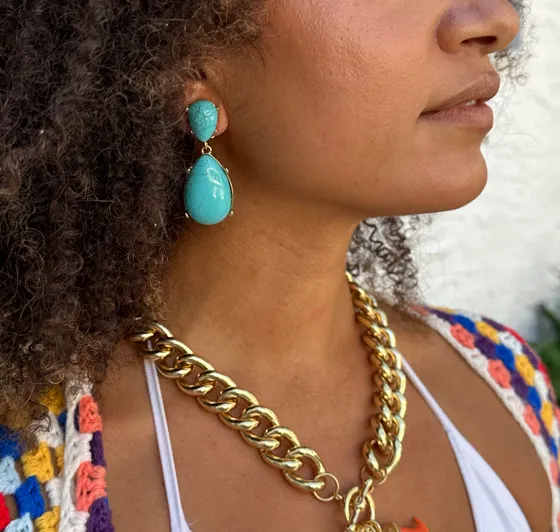 Turquoise Clip On Earrings