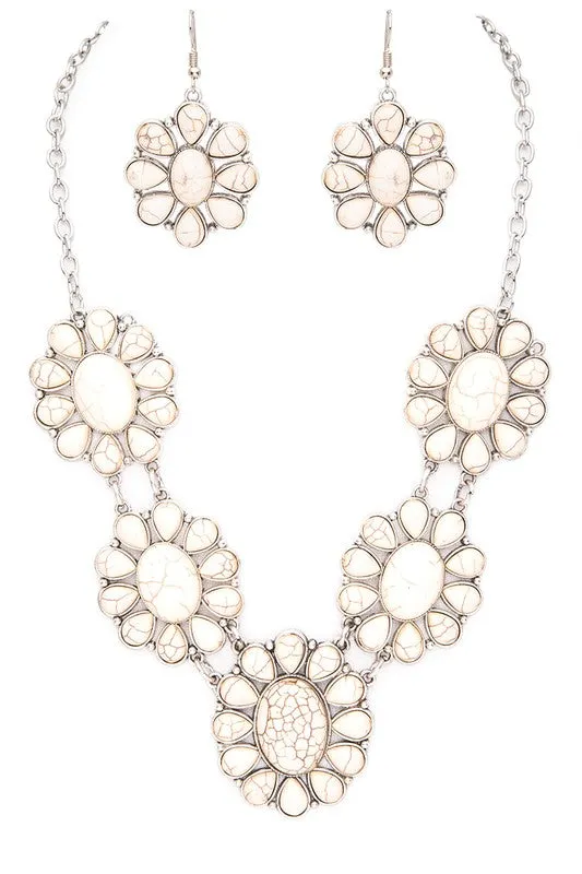Turquoise Mix Stone Necklace Set