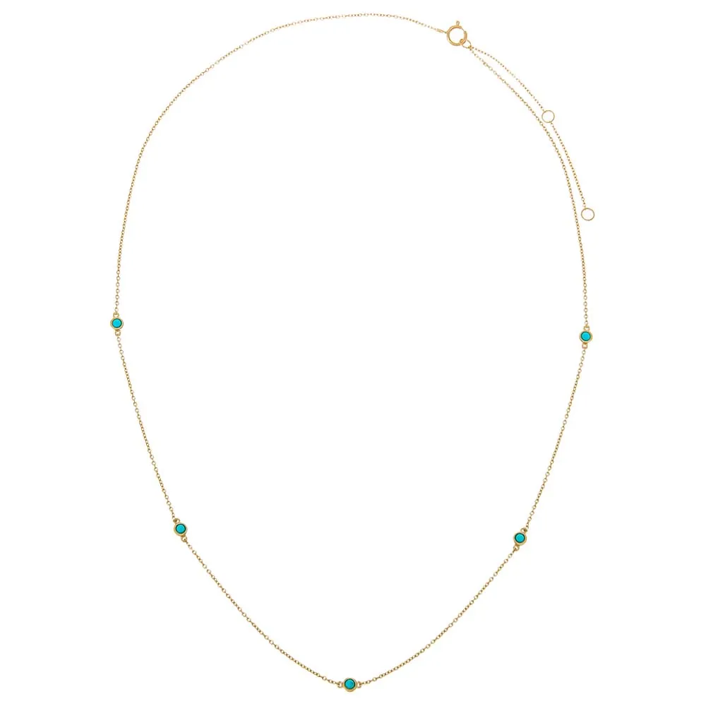 Turquoise Multi Bezel Embedded Necklace 14K