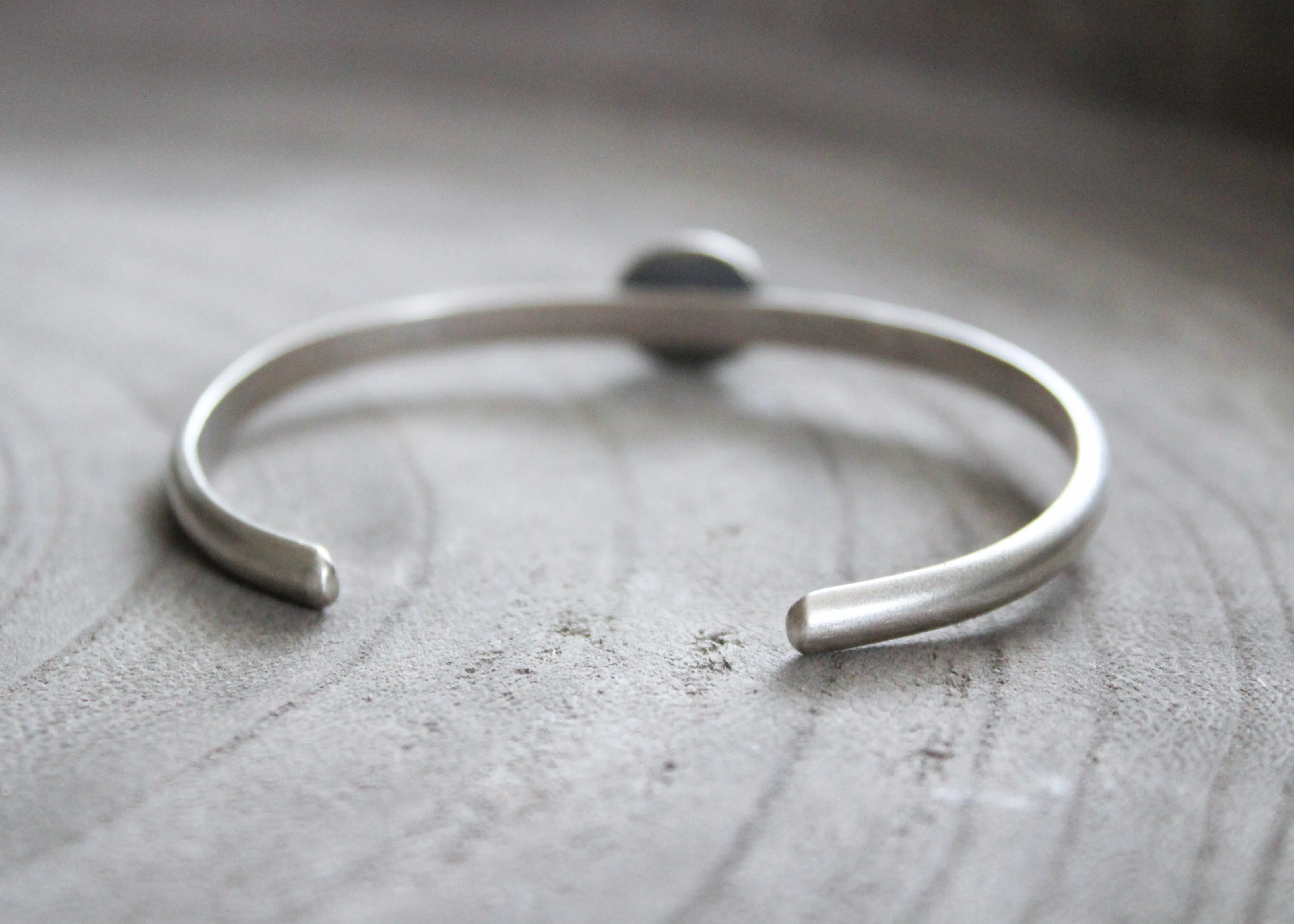 Turquoise Stamped Silver Stacking Cuff Bracelet