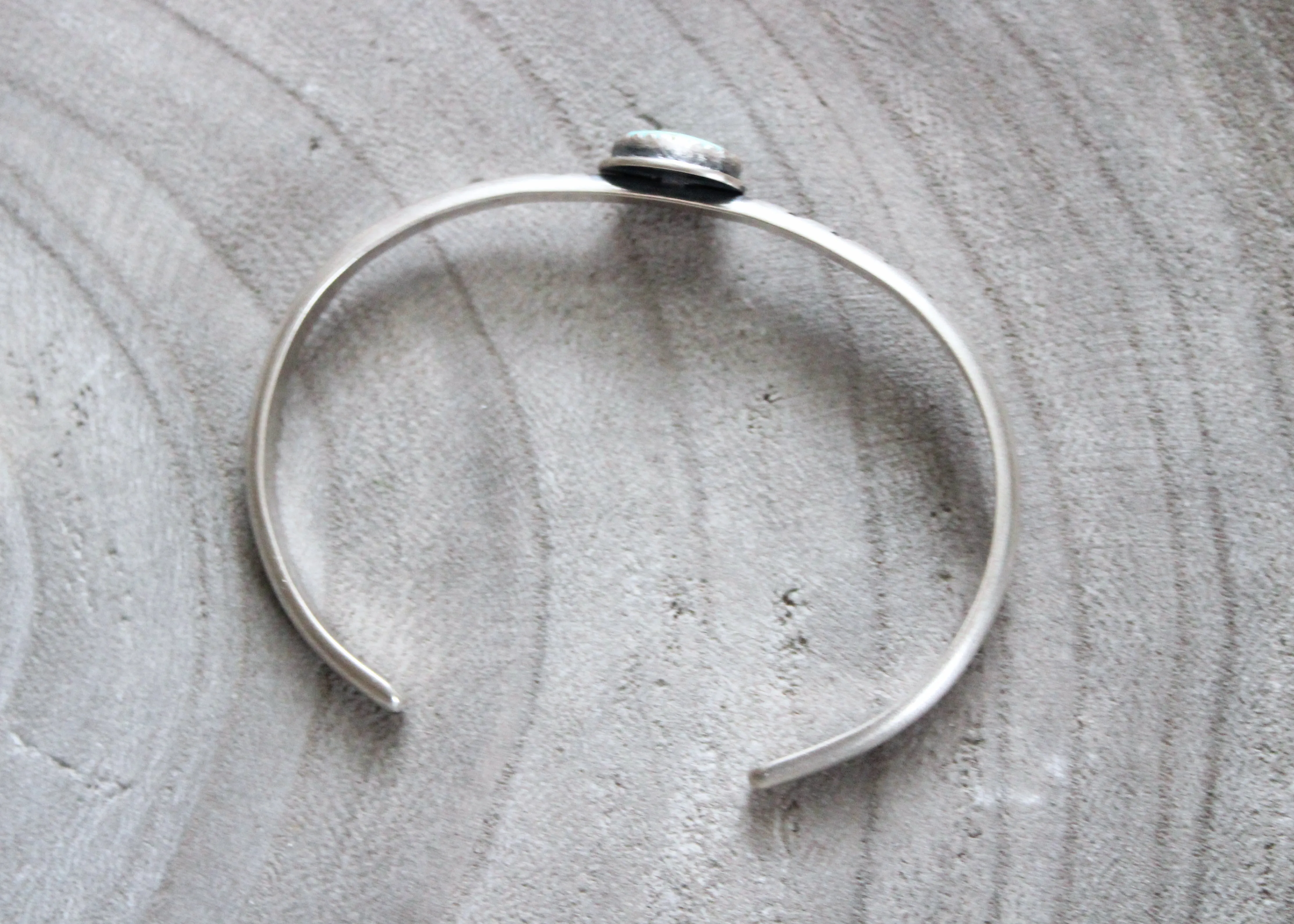 Turquoise Stamped Silver Stacking Cuff Bracelet