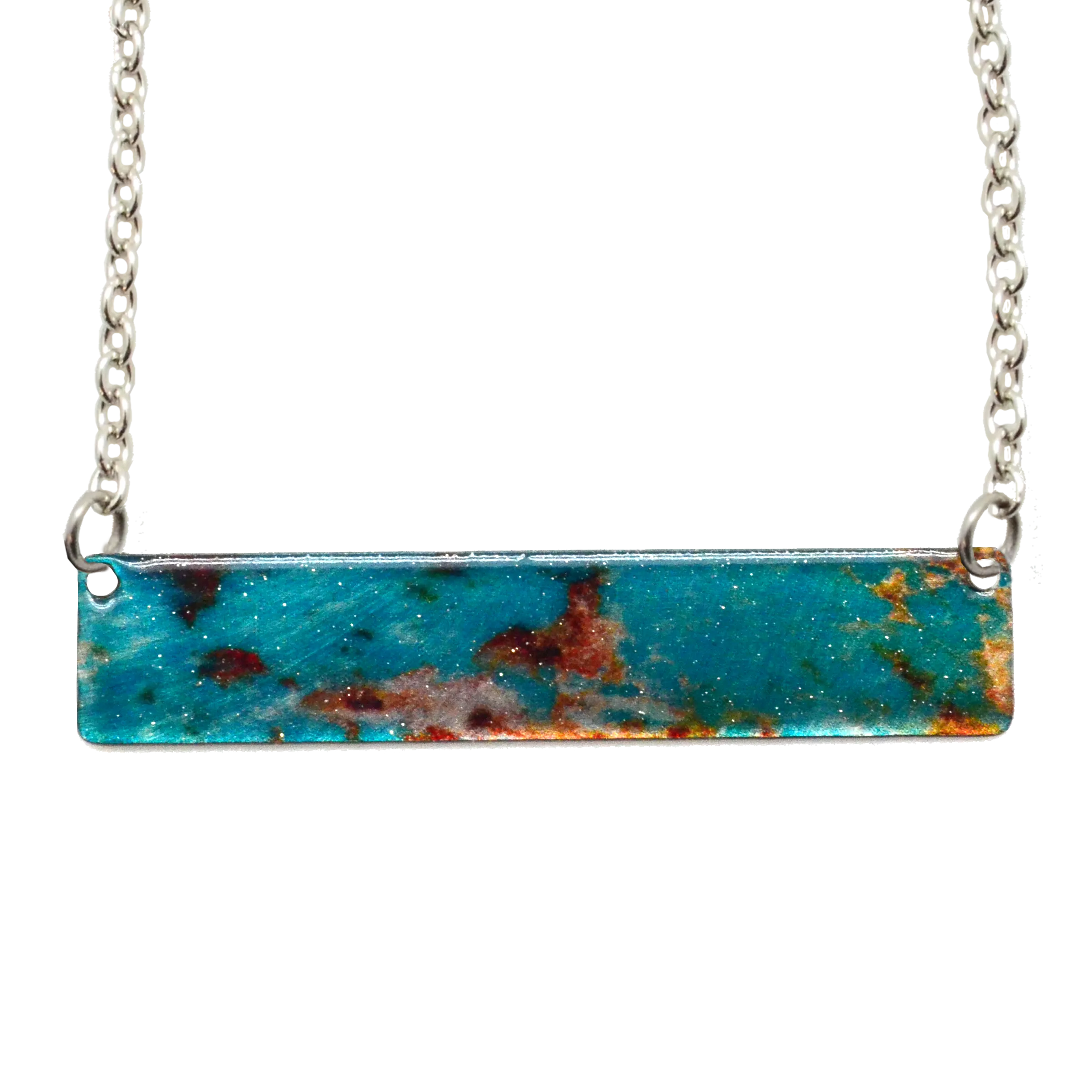 Turquoise Stone 2" Bar Necklace