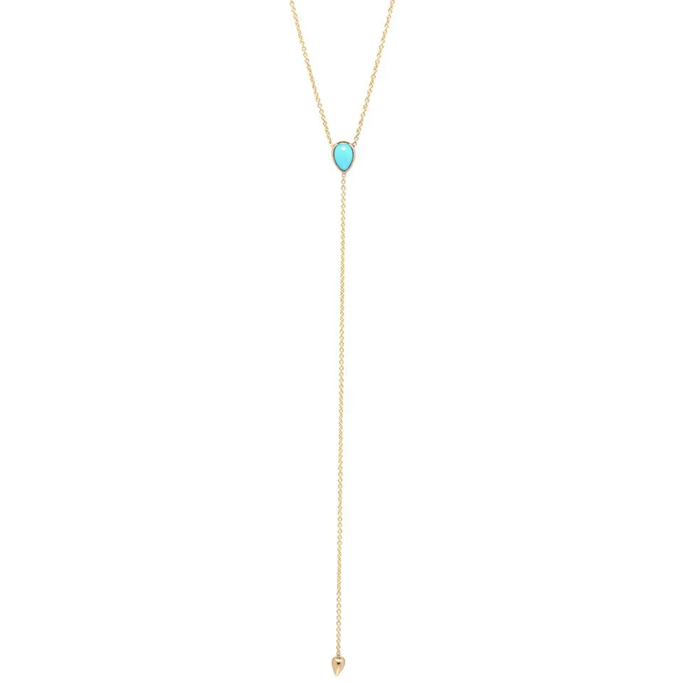 Turquoise Tear Lariat Drop Necklace