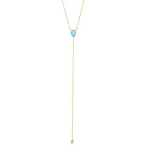 Turquoise Tear Lariat Drop Necklace
