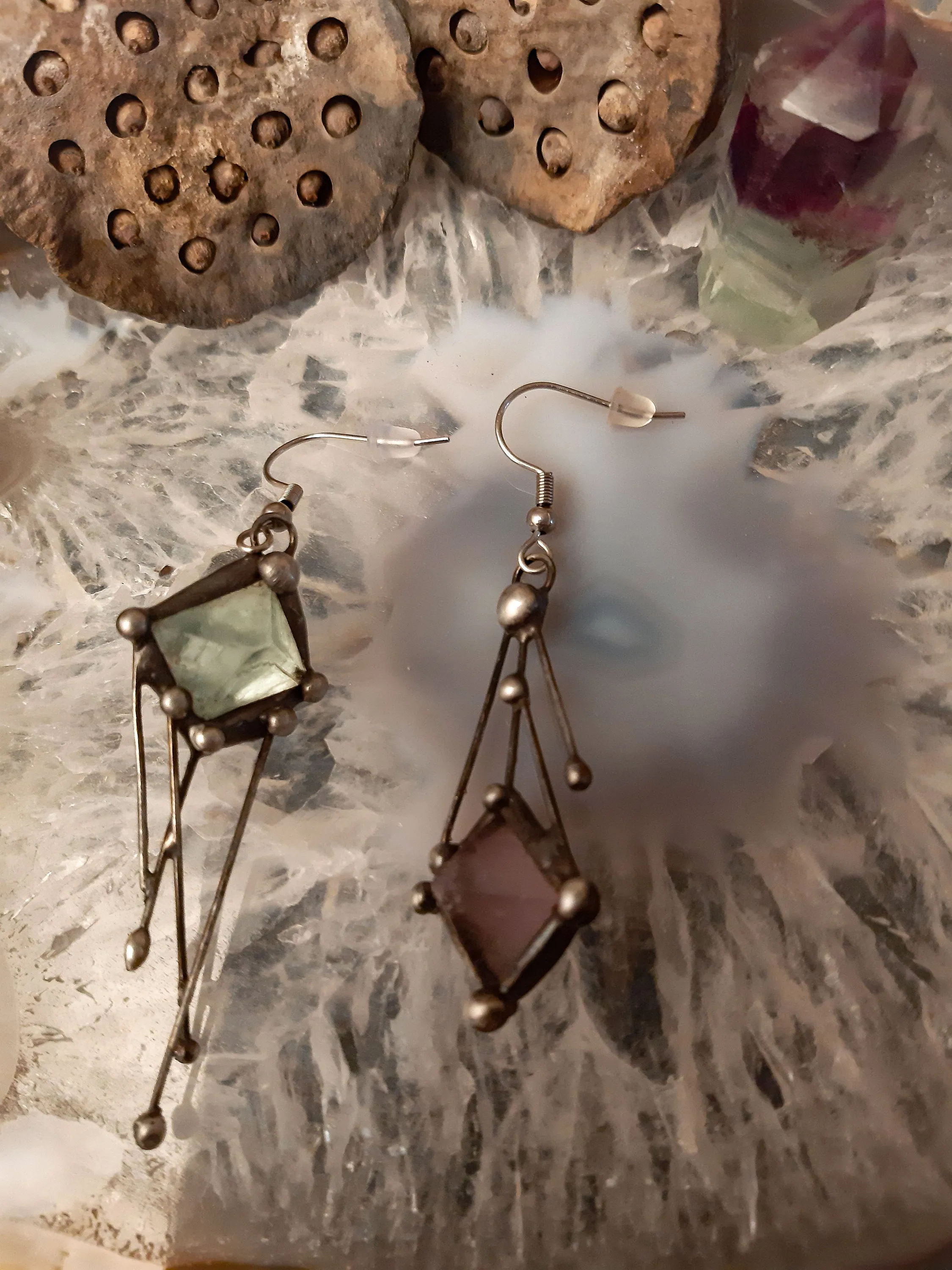Two Square Fluorite Earrings