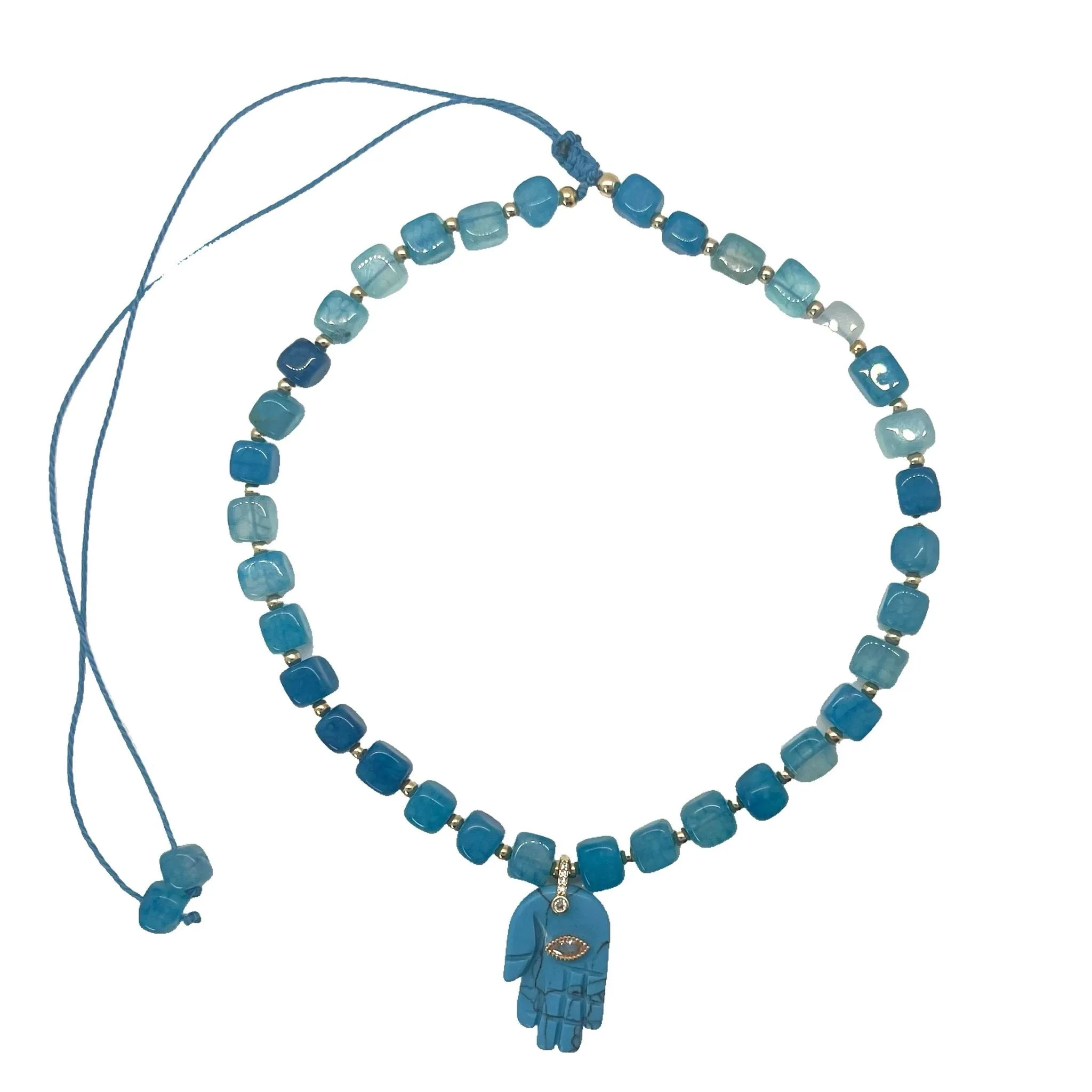 Vana Turquoise and Hamsa Necklace