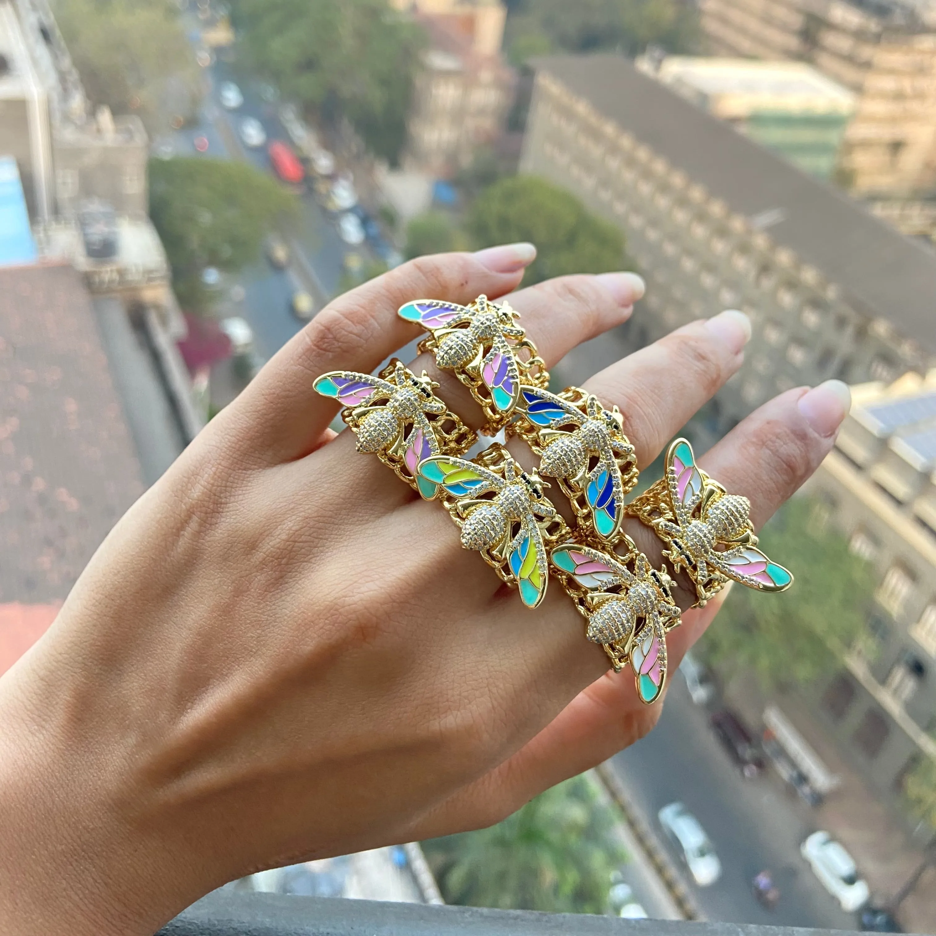 Vibrant Bee Band Rings