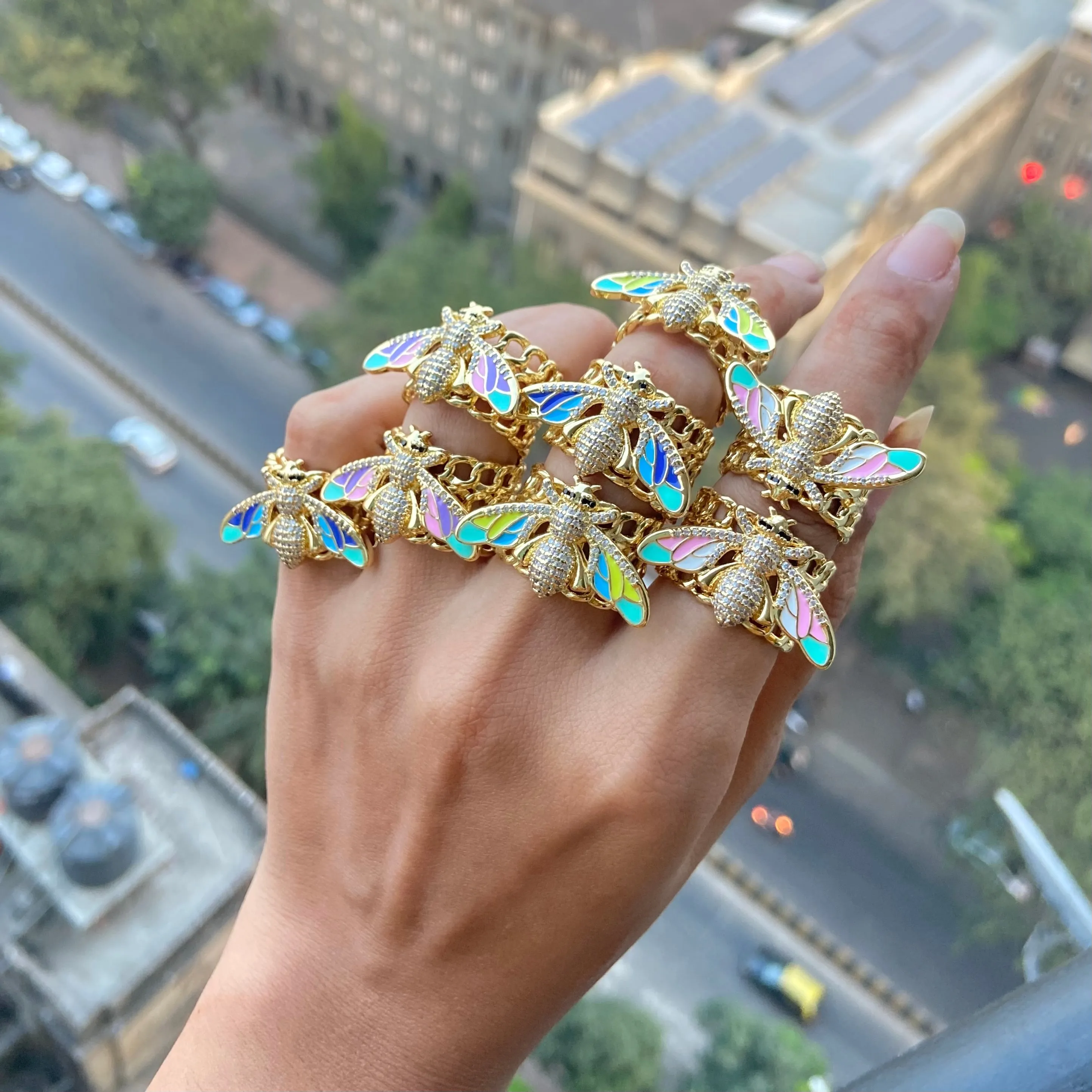 Vibrant Bee Band Rings