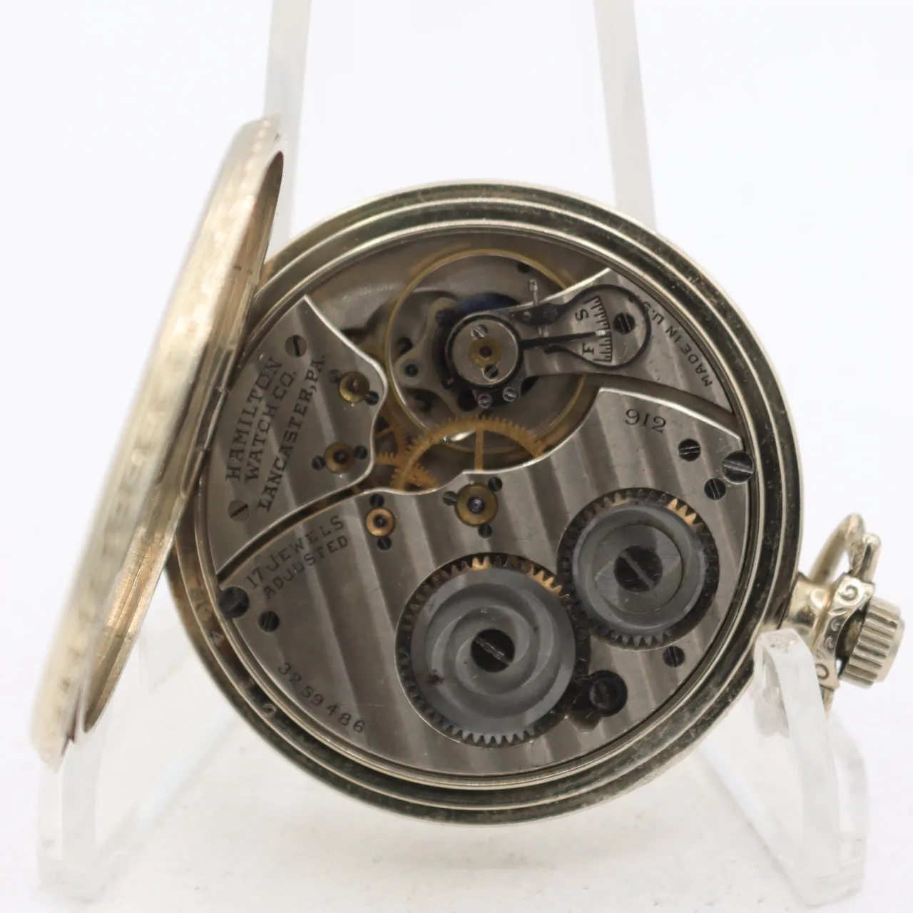Vintage 12s 1926 Hamilton Cartouche 17 Jewel Pocket Watch 912 14k White GF