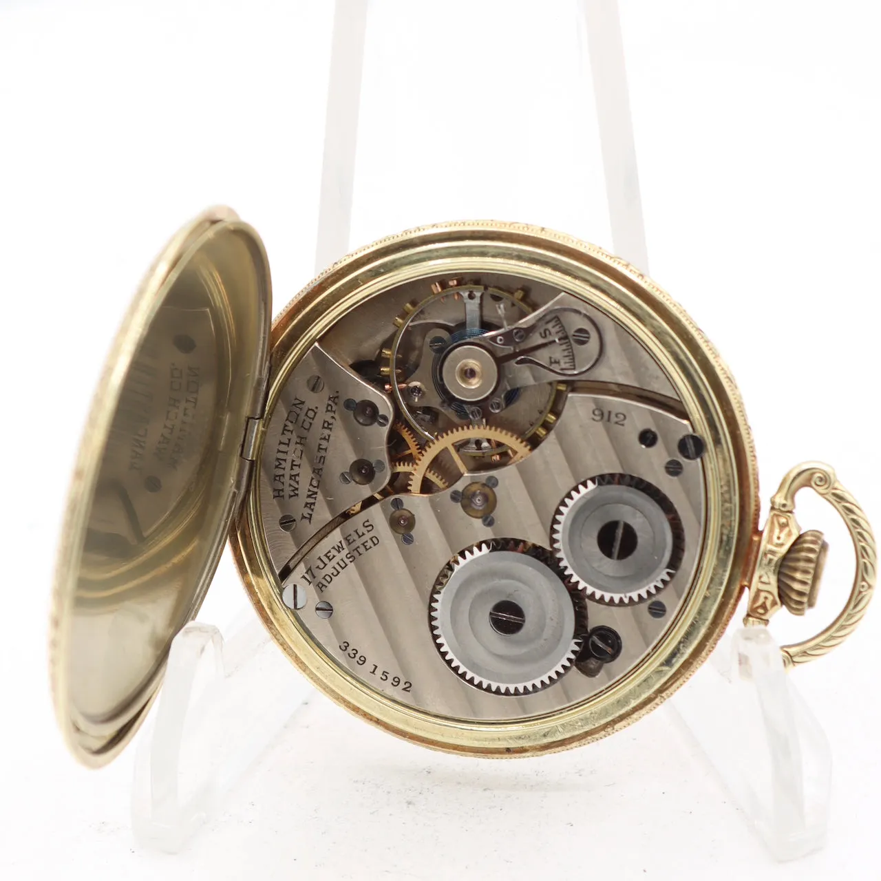 Vintage 12s 1933 Hamilton 17 Jewel Pocket Watch 912 14k Green Gold Filled USA
