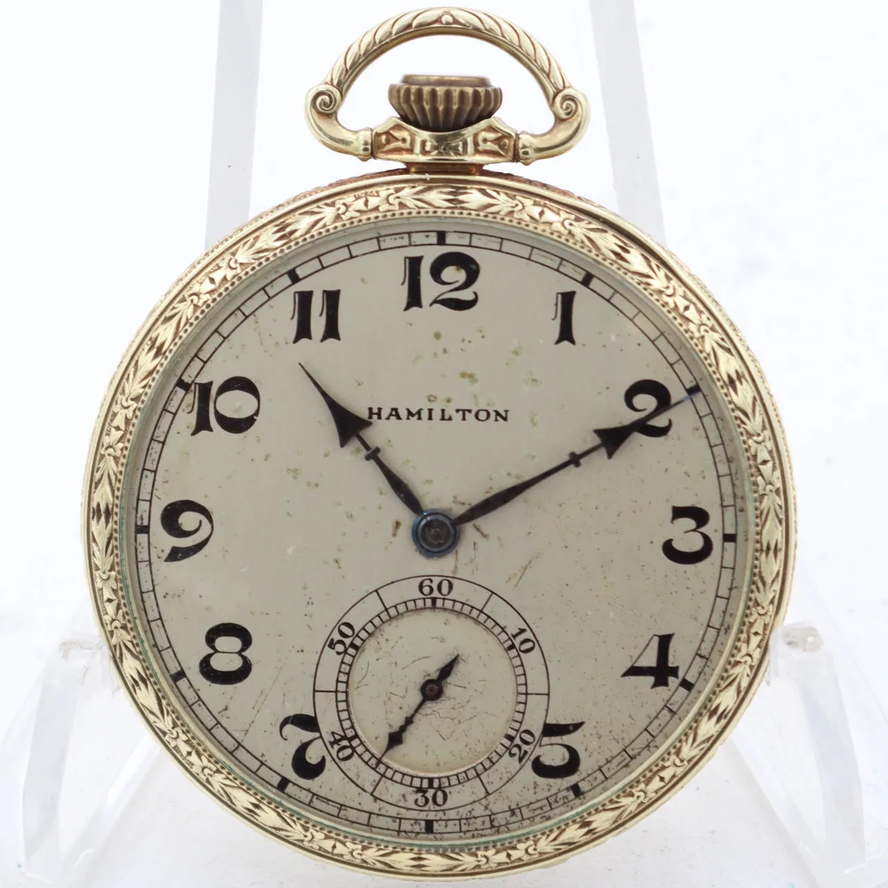 Vintage 12s 1933 Hamilton 17 Jewel Pocket Watch 912 14k Green Gold Filled USA