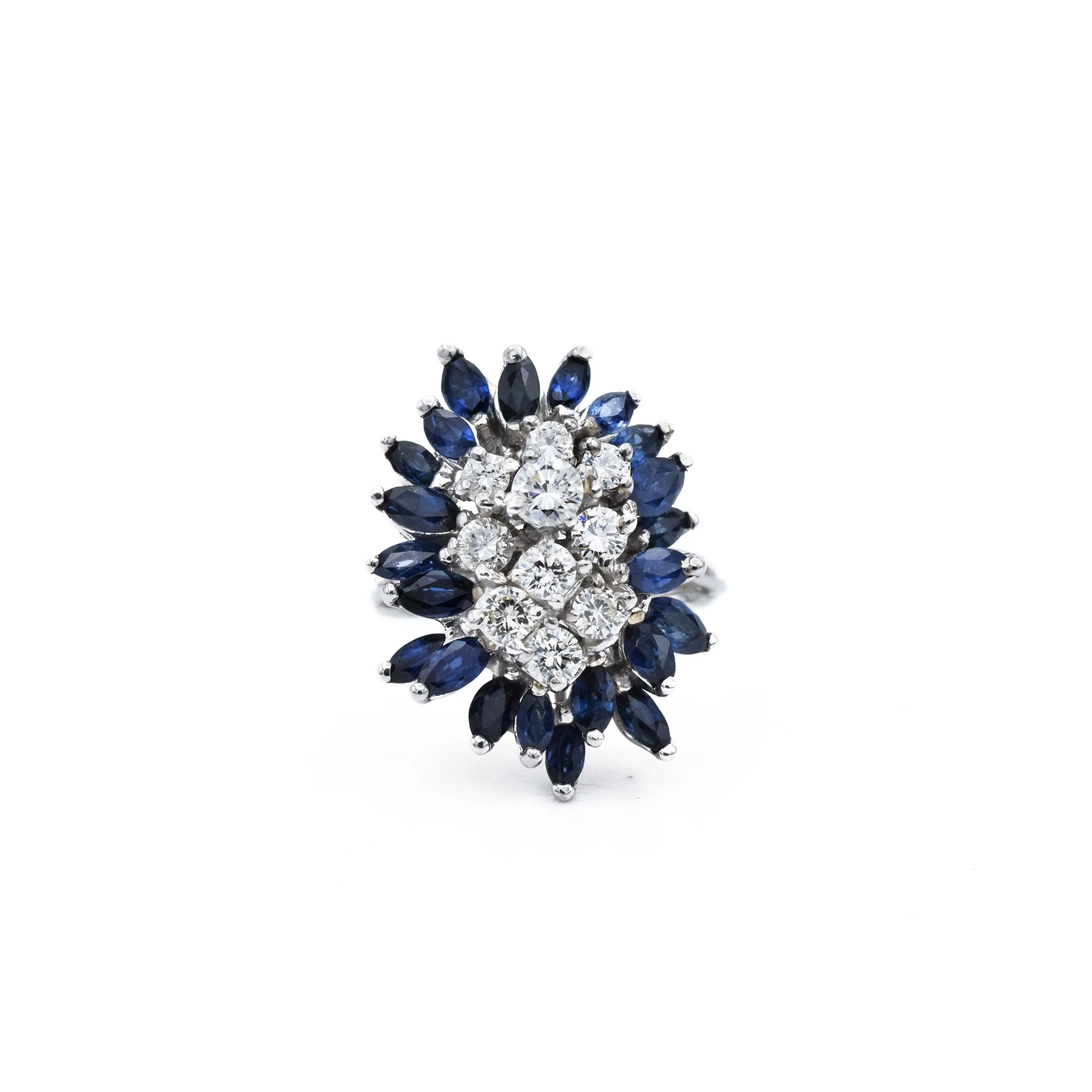 Vintage 14kt Gold, Sapphire & Diamond Cluster Ring