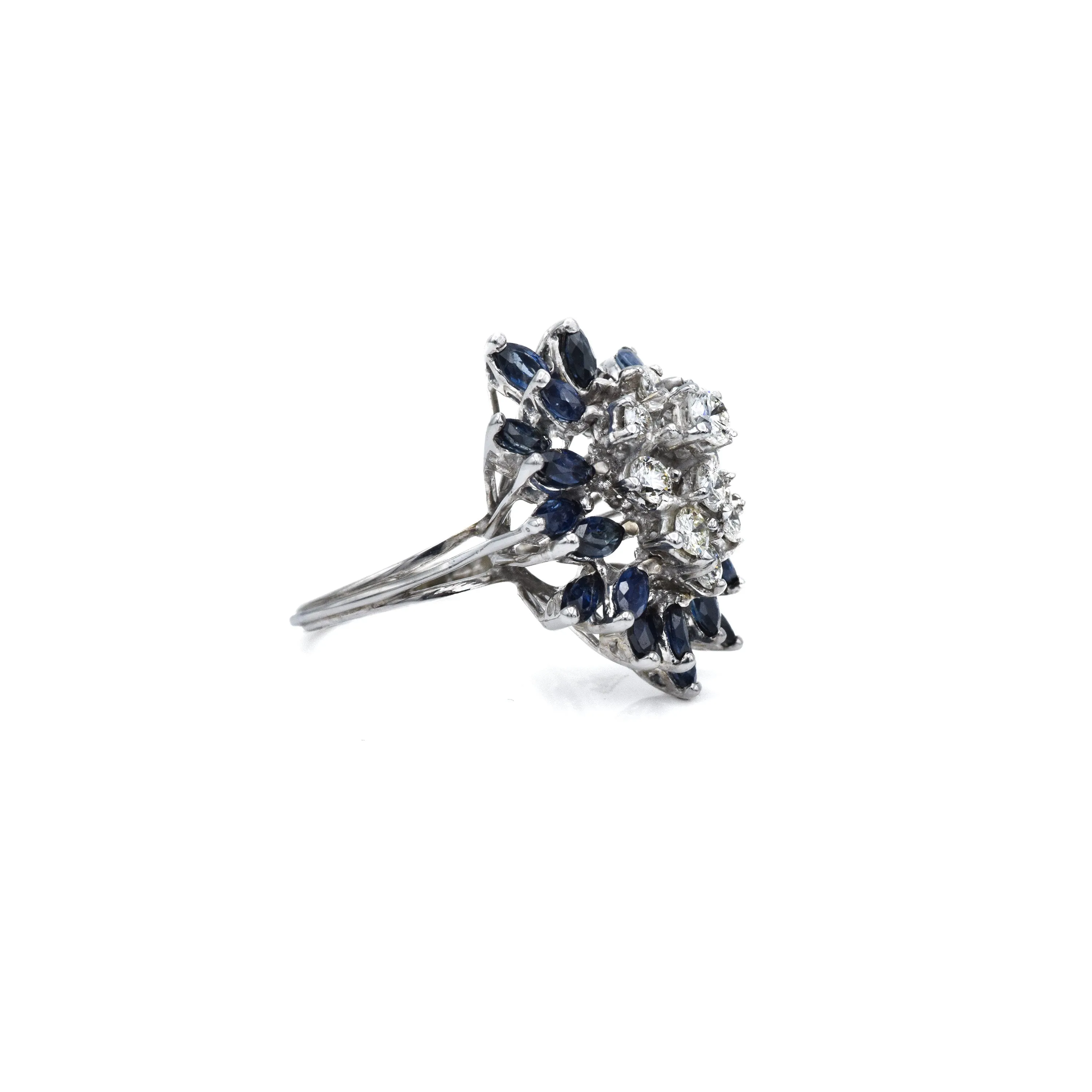 Vintage 14kt Gold, Sapphire & Diamond Cluster Ring