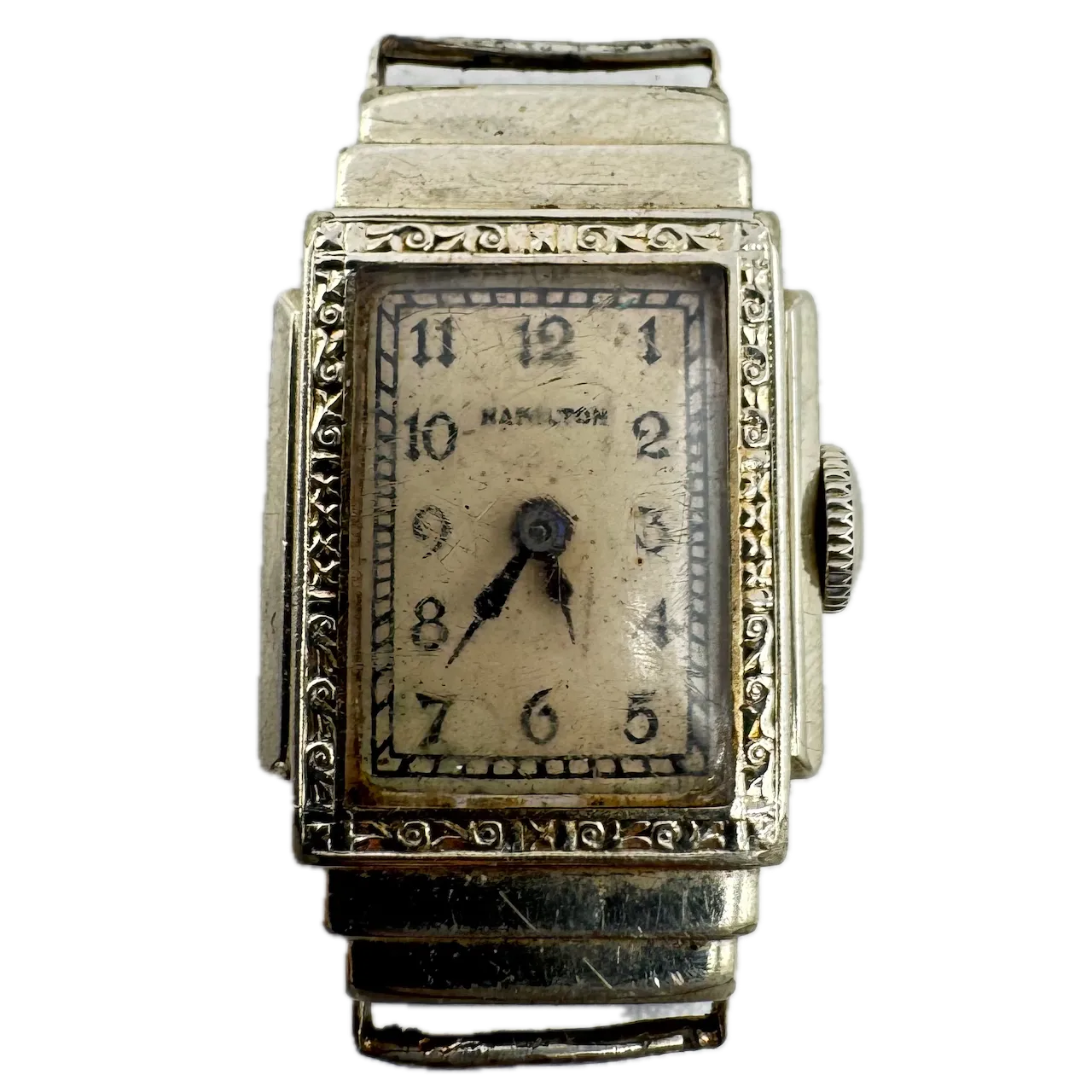 Vintage 16.5mm Hamilton Art Deco Ladies Mechanical Wristwatch 989 14k White GF