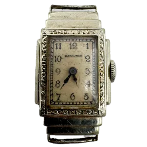 Vintage 16.5mm Hamilton Art Deco Ladies Mechanical Wristwatch 989 14k White GF