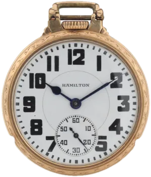 Vintage 16s 1934 Hamilton Bar over Crown 21 Jewel Railroad Pocket Watch 992E