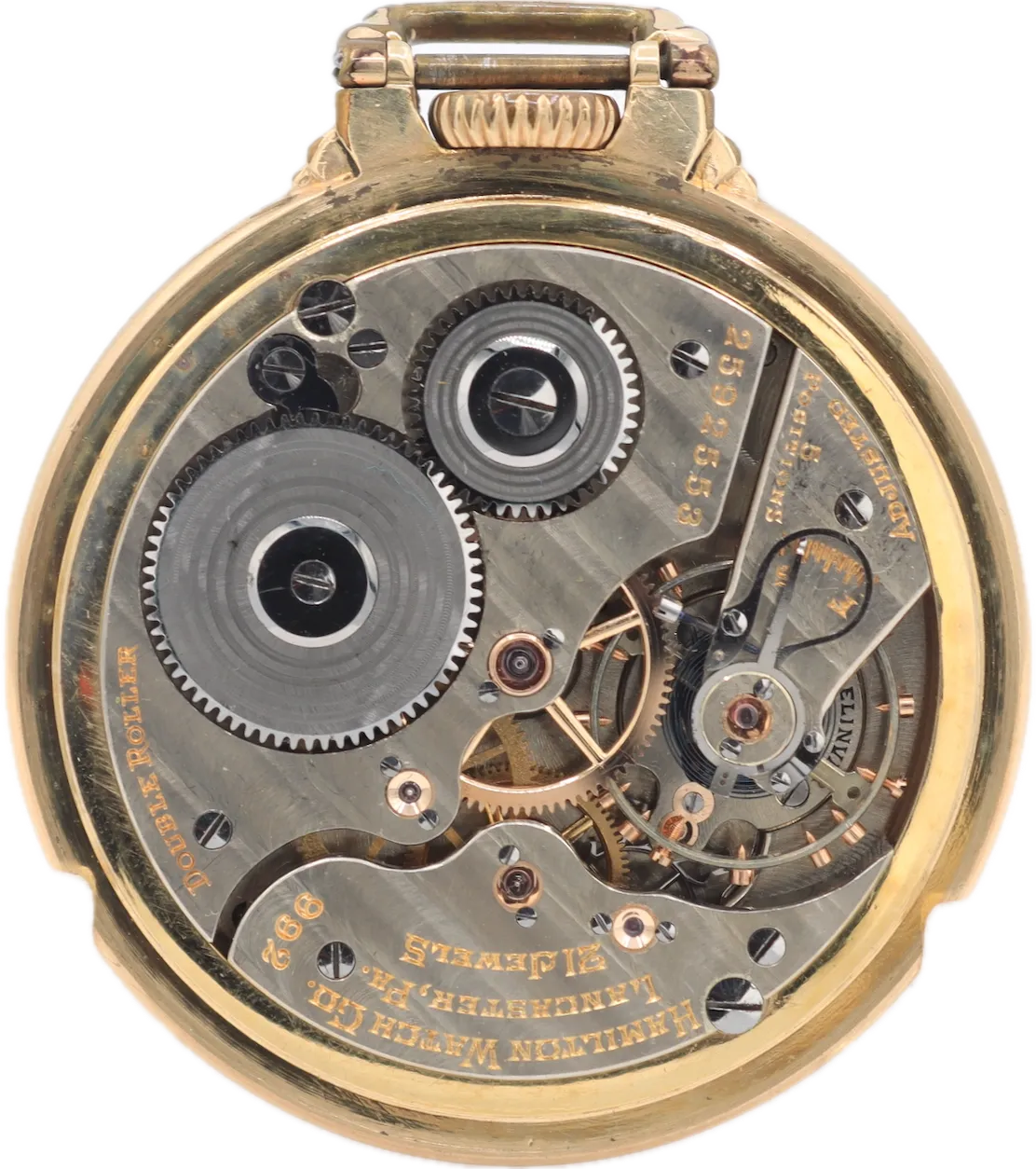 Vintage 16s 1934 Hamilton Bar over Crown 21 Jewel Railroad Pocket Watch 992E
