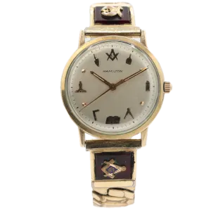 Vintage 32mm Hamilton Masonic Dial Men's Mechanical Wristwatch Swiss 10k RGP