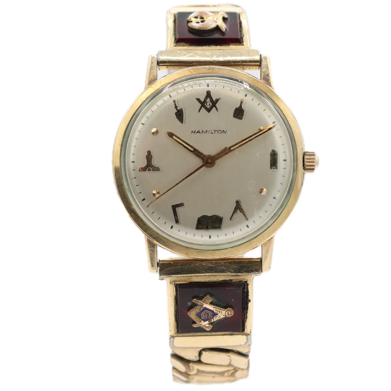 Vintage 32mm Hamilton Masonic Dial Men's Mechanical Wristwatch Swiss 10k RGP