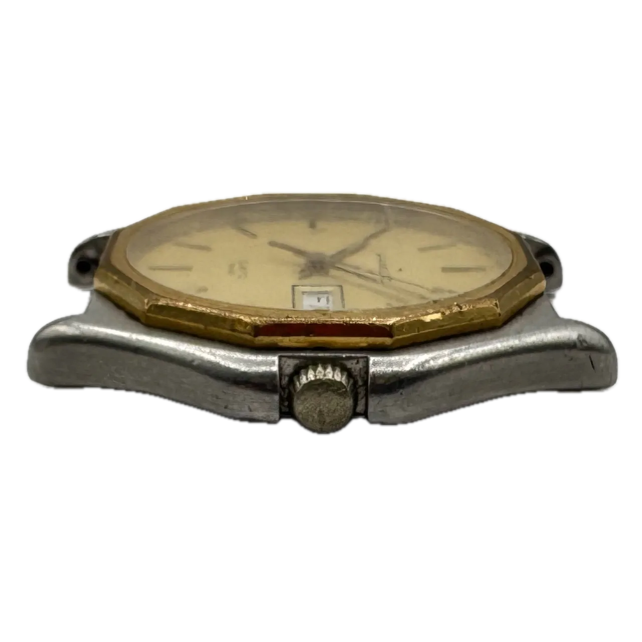 Vintage 33.5mm Hamilton Octagonal Day Date Men's Quartz Wristwatch Gold Tone