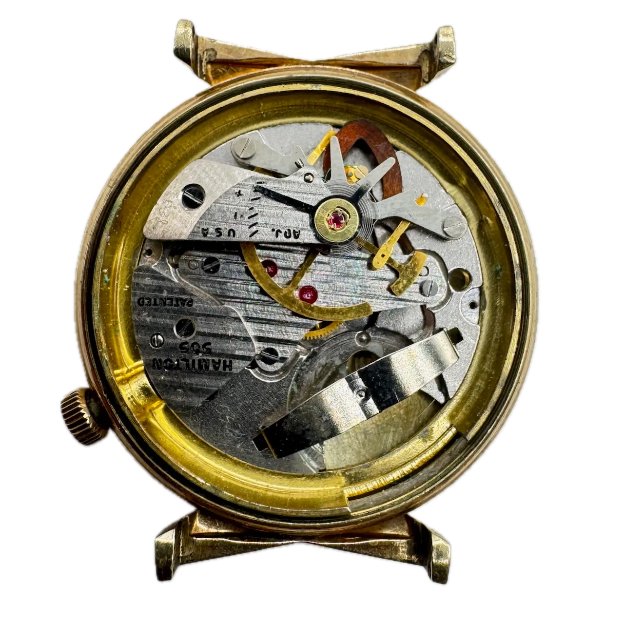 Vintage 34mm Hamilton Beige Sunburst Men's Electric Wristwatch 505 USA 10k GF