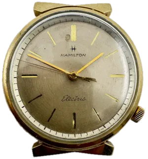 Vintage 34mm Hamilton Beige Sunburst Men's Electric Wristwatch 505 USA 10k GF