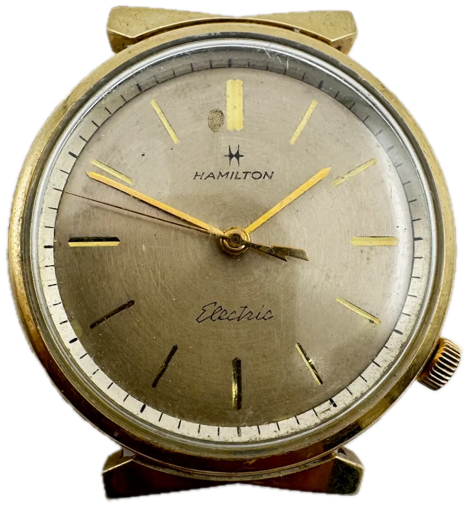 Vintage 34mm Hamilton Beige Sunburst Men's Electric Wristwatch 505 USA 10k GF