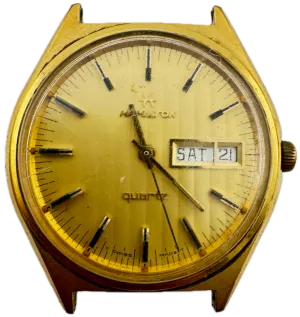 Vintage 37mm Hamilton 708004-4 Tapestry Dial Men's Quartz Wristwatch Swiss