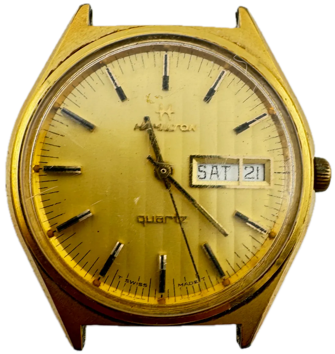 Vintage 37mm Hamilton 708004-4 Tapestry Dial Men's Quartz Wristwatch Swiss