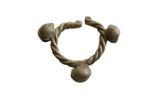 Vintage African Bronze Lobi Bell Twisted Design Cuff Bracelet