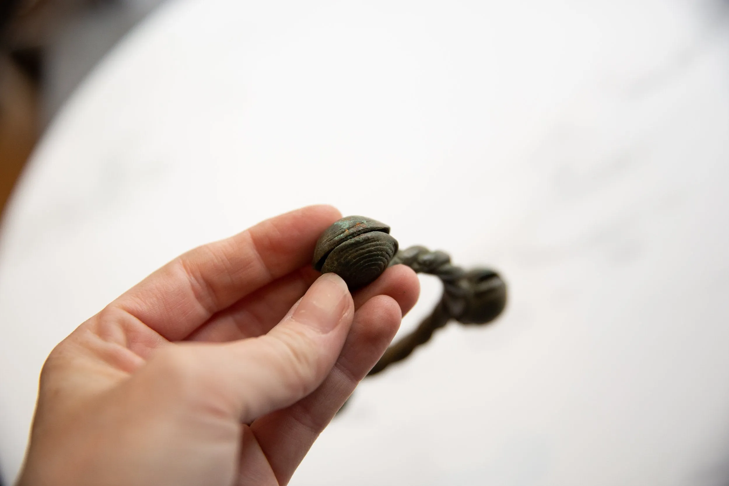 Vintage African Bronze Lobi Bell Twisted Design Cuff Bracelet