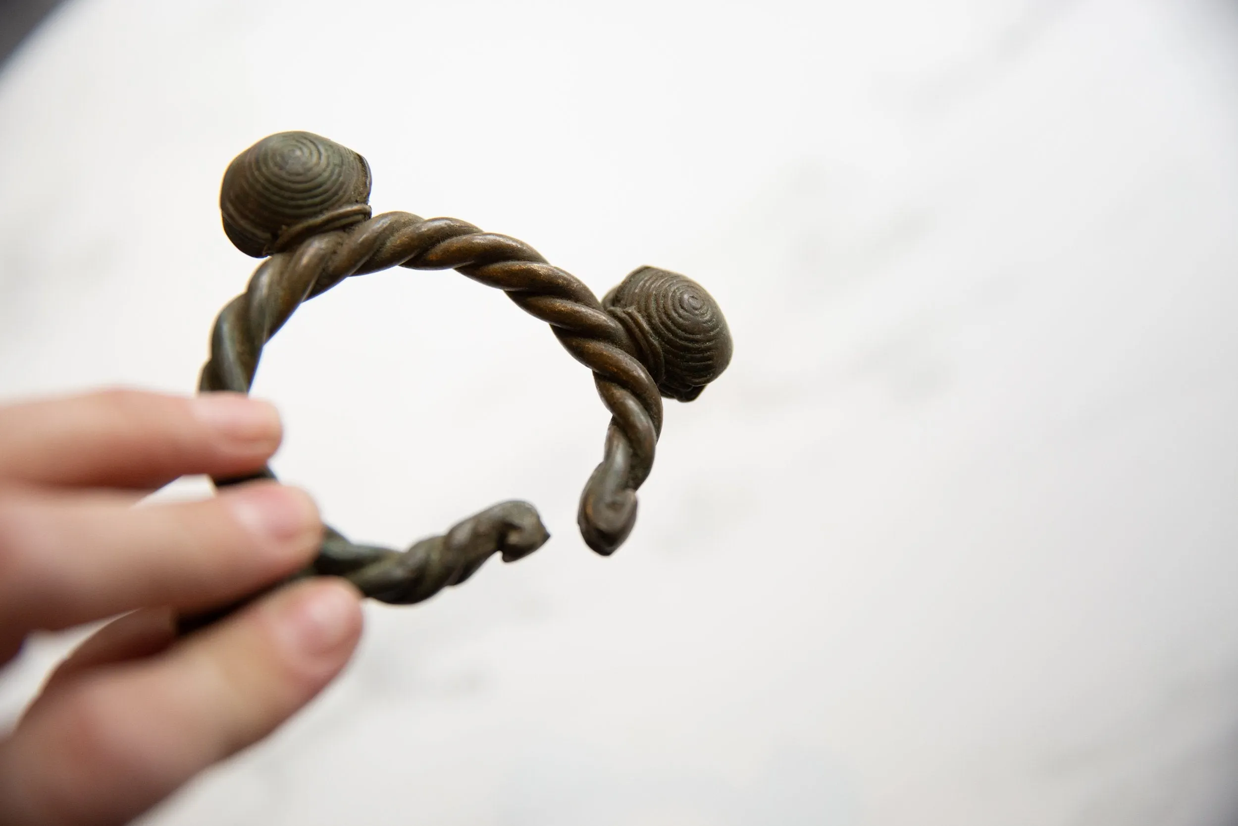 Vintage African Bronze Lobi Bell Twisted Design Cuff Bracelet