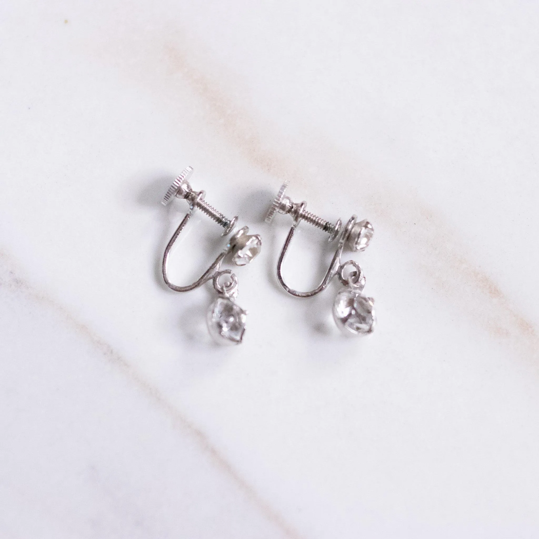 Vintage Art Deco Crystal Dangling Screwback Earrings