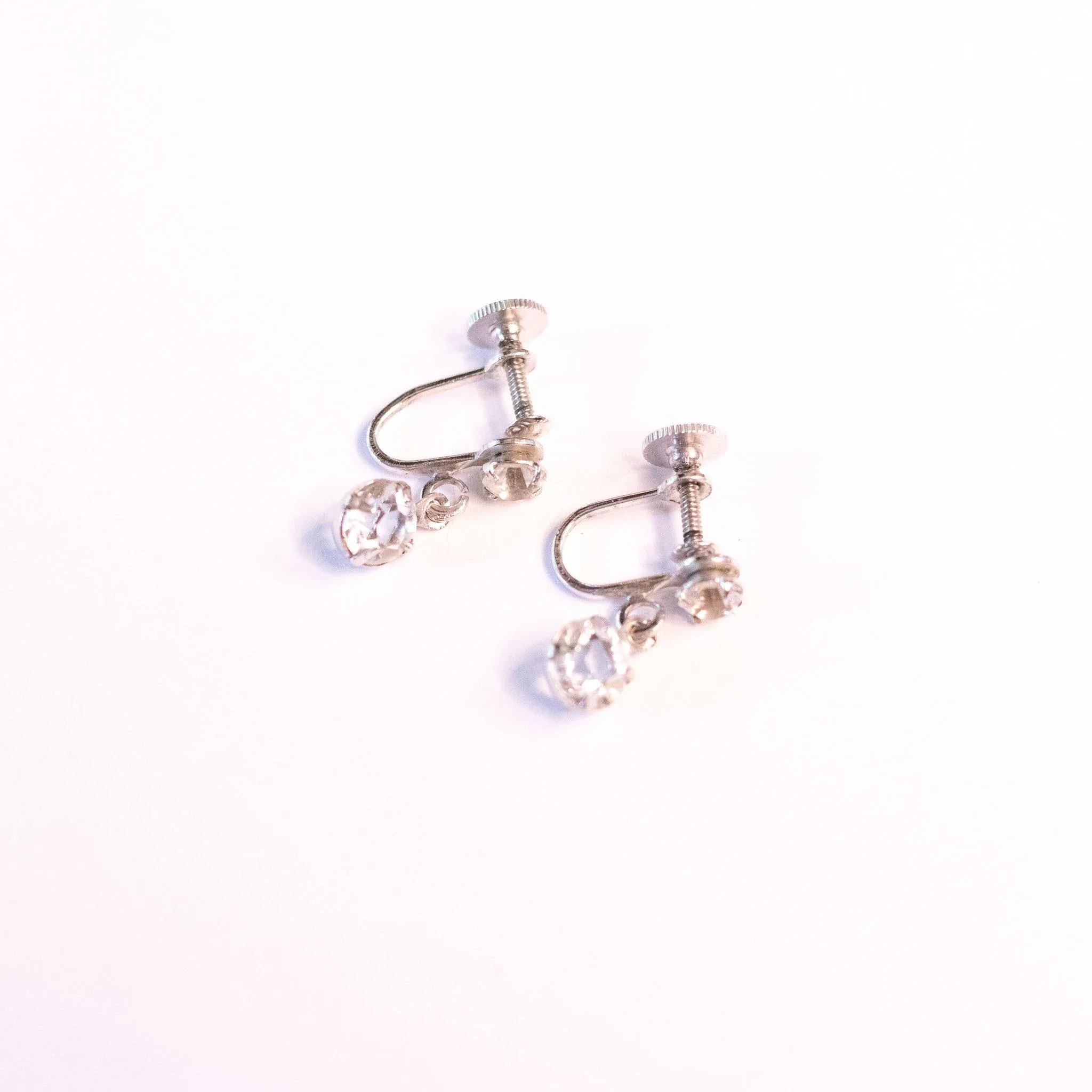 Vintage Art Deco Crystal Dangling Screwback Earrings