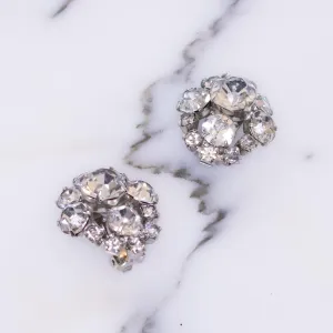 Vintage Art Deco Diamante Crystal Rhinestone Earrings, Silver Tone Setting, Clip-on