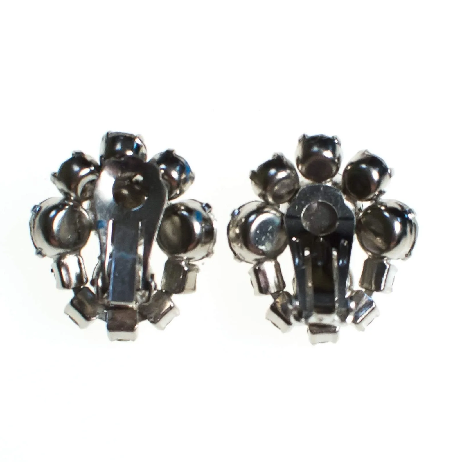 Vintage Art Deco Diamante Crystal Rhinestone Earrings, Silver Tone Setting, Clip-on