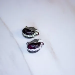 Vintage Art Deco Etched Glass and Cabochon Crystal Earrings