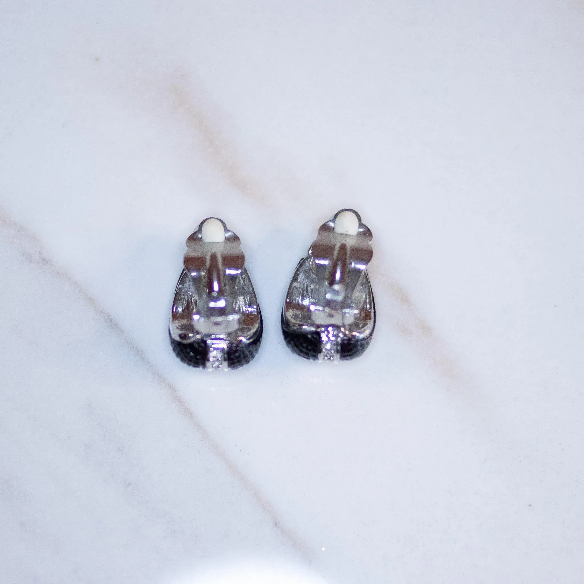 Vintage Art Deco Etched Glass and Cabochon Crystal Earrings