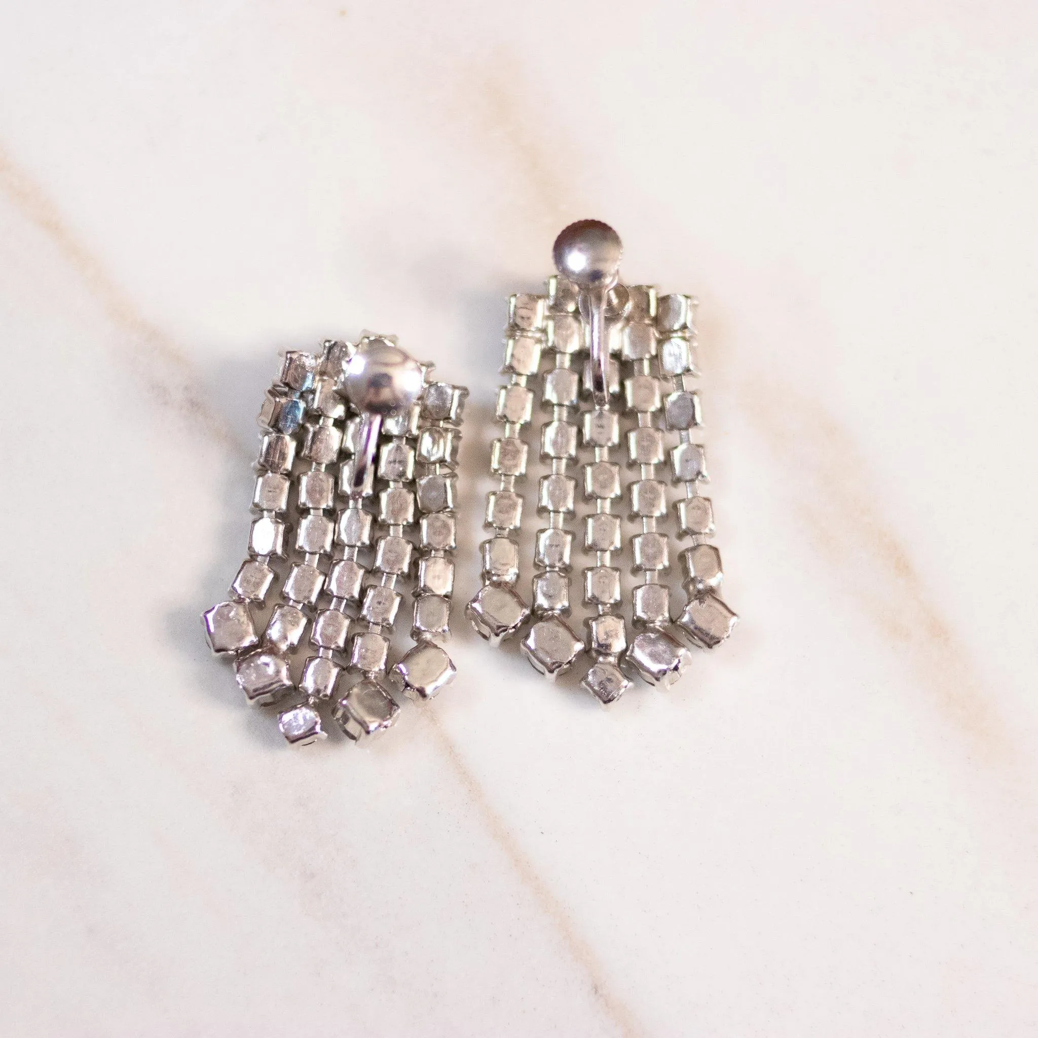 Vintage Art Deco Rhinestone Fringe Earrings