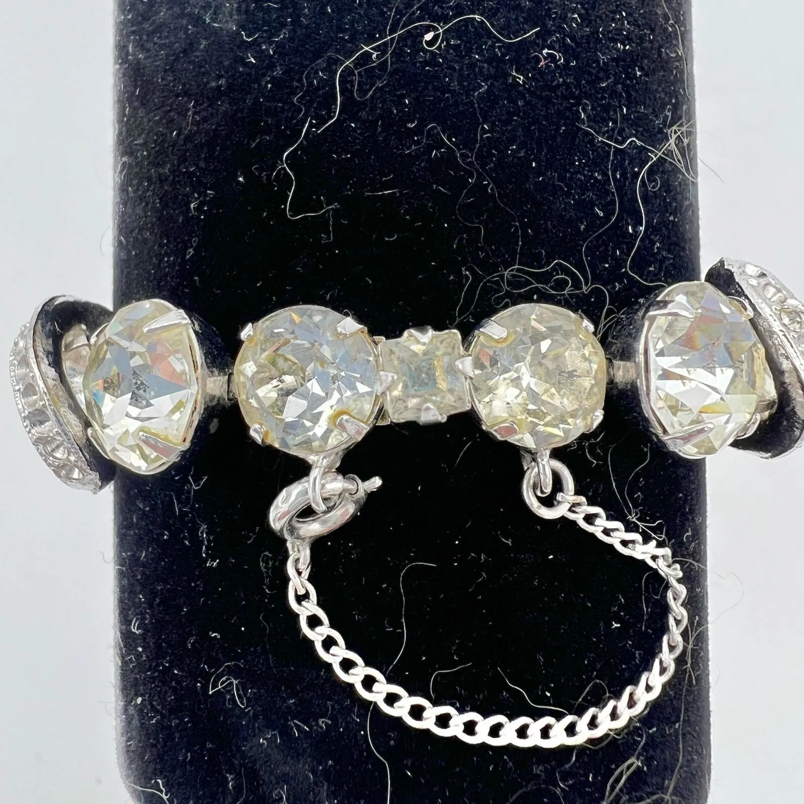 Vintage Art Deco Silvertone and Crystal Bracelet Matching Clip-on Earrings