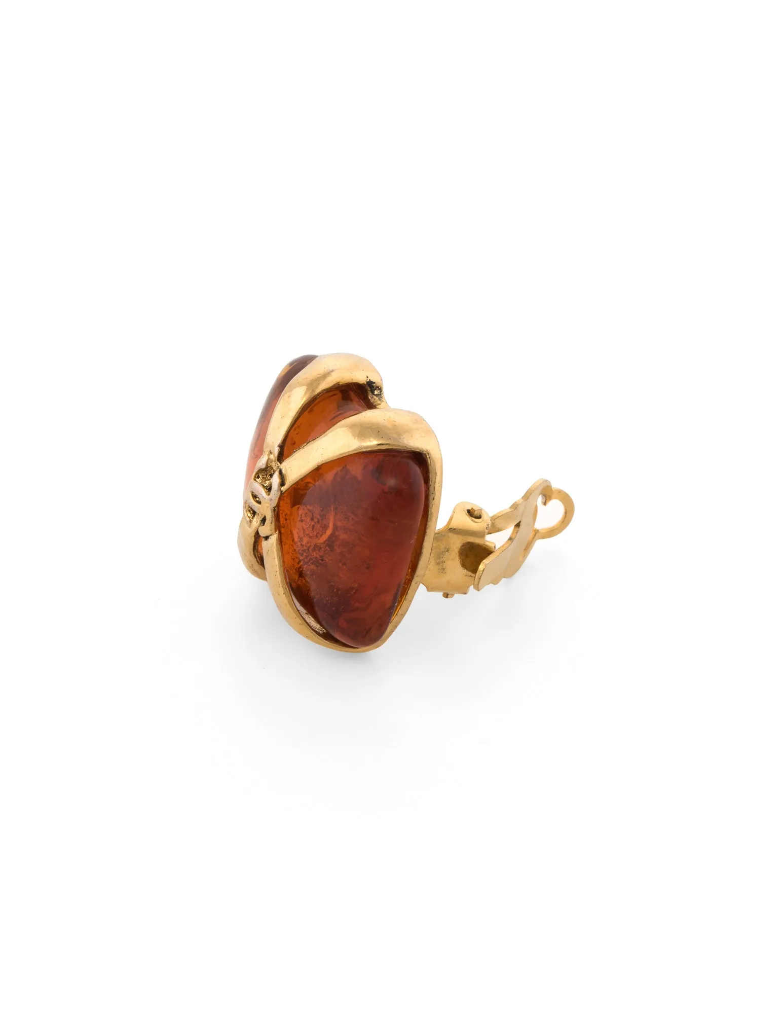 Vintage Chanel Faux Amber Earrings Circa 1994 Spring Square Yellow Gold Tone
