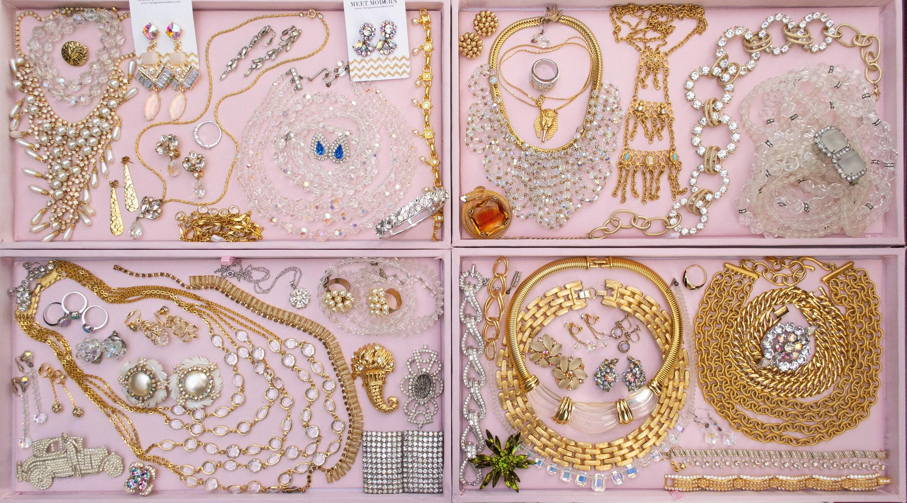 Vintage Crown Trifari Gold Bead Button Earrings, Clip On