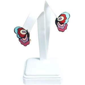 Vintage Eisenberg Enamel Butterfly Earrings Red Turquoise Blue Pink Purple