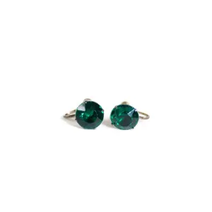 Vintage Emerald Crystal Screw-back Earrings